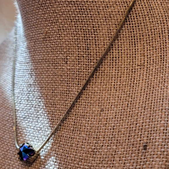 * READ * Rare Kendra Scott Cobalt Iridescent Necklace 14K Gold Plated over Brass - Picture 4 of 16